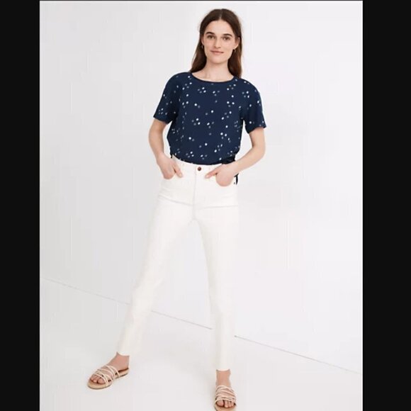NWT Madewell Softfade Indigo Dots Tee - Picture 1 of 9